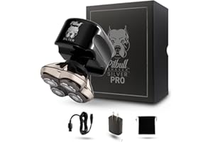 Skull Shaver Pitbull Silver PRO Head & Face Shaver - Premium Cordless Electric Shaver for Wet & Dry Shaving - Ergonomic & Easy-to-Clean Design - Includes Travel Pouch