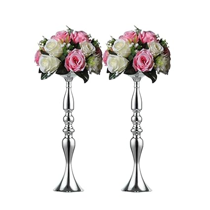 Pcs Of 2 Tall Metal Vase For Wedding Centerpieces Decoration