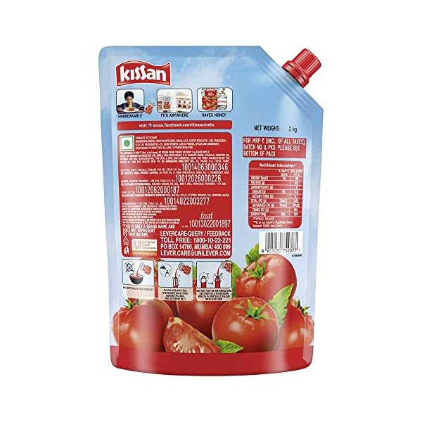 Kissan Fresh Tomato Ketchup 2 kg Pouch, Sweet & Tangy Sauce Tomatoes