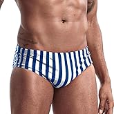 AIMPACT Mens Stripe Swim Briefs Retro Swimwear Sexy Bikini Swimsuit Print Bathing Suit