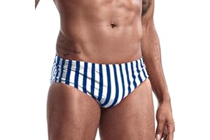 AIMPACT Mens Stripe Swim Briefs Retro Swimwear Sexy Bikini Swimsuit Print Bathing Suit