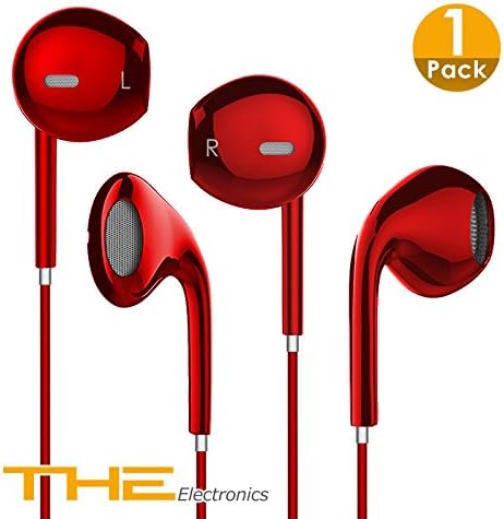 THE Electronics Wired 3.5MM Snow White Earphone/Earbuds/Headphones +1 Carry Case w/ Remote and Mic for Apple Samsung HTC Google Nokia Android smartphones Tablets ( (Red X2)