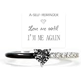 Love Me Until I'M Me Again Black Heart-Cut Half Enamel Ring, Heart Rings Self-Love Ring Gift, Heart Rings Birthday Gifts for Women, Daughter, Wife, Friends