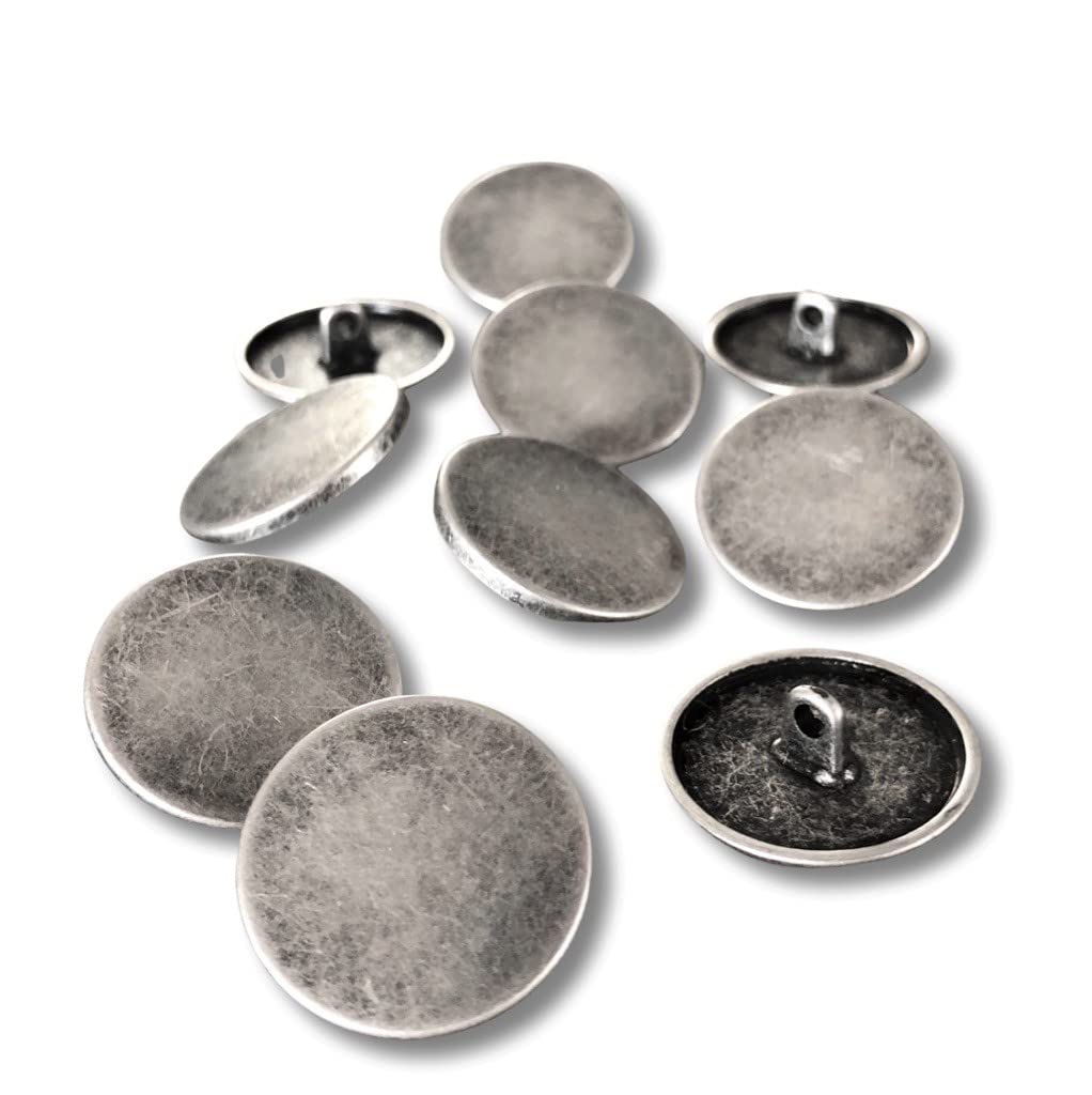 Flat Metal Eyelet Buttons Silver Matt 10 mm, 15 mm, 18 mm, 20 mm, 22 mm or 25 mm (Pack of 10) (18 mm)