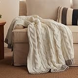 Bedsure Cable Knitted Throw Blanket for