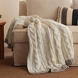 Bedsure Cable Knitted Throw Blanket for