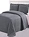 Utopia Bedding Bedspread Set (Queen, Charcoal Grey) - 3 Piece Luxurious Soft Brushed Microfiber Coverlet Set - Quilted Embroidery Over Sized Bed-Cover