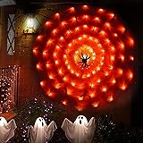 Kemooie Halloween 3.25ft Spider Web with 80 LED and