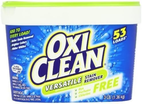 Oxiclean Versatile Stain Remover Free, 65 Loads, 3 Pounds (Pack of 4) by OxiClean