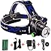 Waterproof LED Headlamp with Zoomable 3 modes 1200 Lumens light, hands-free headlight with Rechargeable batteries for biking camping hunting running rainy weather