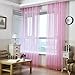 pureaqu Kids Bedroom Curtains with Twinkle Star Print Curtains Rod Pocket Voile Sheer Curtain Panel Draperies Perfect for Nursery Girls Room French Doors 1 Panel Pink W39 x H63 Inches