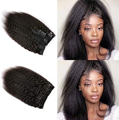Slove Hair Yaki Straight Clip Ins Brazilian Virgin Hair Extensions Double Weft Kinky Straight Clip In Extensions 8 Pieces 120g 12inch