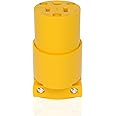 Muelnmey 1PCS Extension Cord Ends Electrical Replacement Connector NEMA 5-15R 15A 125V Yellow Shell 2 Pole 3 Wire Grounding Female Straight blade electric plug replacement power cord socket,UL Listed.