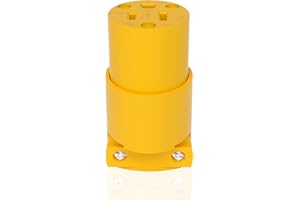 Muelnmey 1PCS Extension Cord Ends Electrical Replacement Connector NEMA 5-15R 15A 125V Yellow Shell 2 Pole 3 Wire Grounding Female Straight blade electric plug replacement power cord socket,UL Listed.