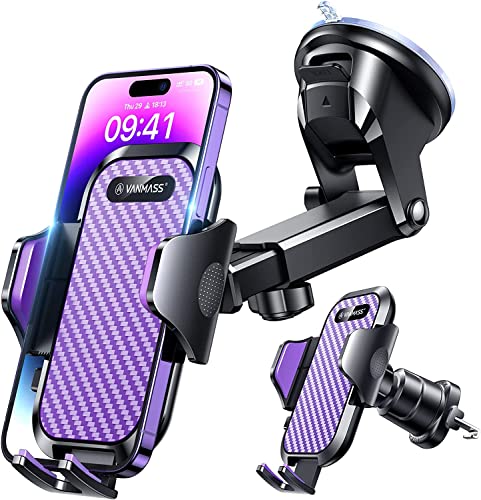 VANMASS【Militär-Klasse Handyhalterung Auto Upgrade【Stärkste Saugnapf & Lüftungshaken】 4 in 1 Handy Halterung Auto 360° Drehbar Handyhalter Auto Armatu
