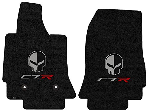Corvette C7 Jet Black Floor Mats - Jake Skull & C7R Logos
