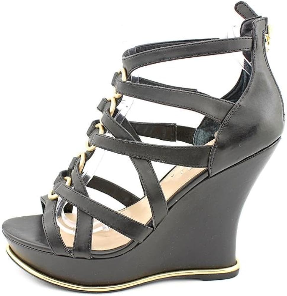 guess black wedges