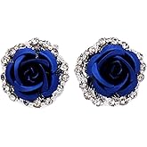 Blue Rose Flower Stud Earrings for Women Rose Flower Stud Earrings