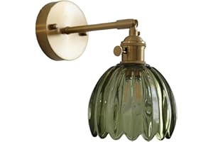 Vintage Glass Flower Wall Lamp Mid-Century Modern Small Lotus Wall Sconces Fixtures Retro Glass Copper Wall Lighting Fixture 