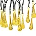 Solar Outdoor String Lights, CREATIVE DESIGN Water Drop Solar String Fairy Lights, 17.4ft 30LEDs Starry Light Ambiance Lighting for Christmas, Party, Wedding, Garden (8 Modes 30LEDS) (Warm White)