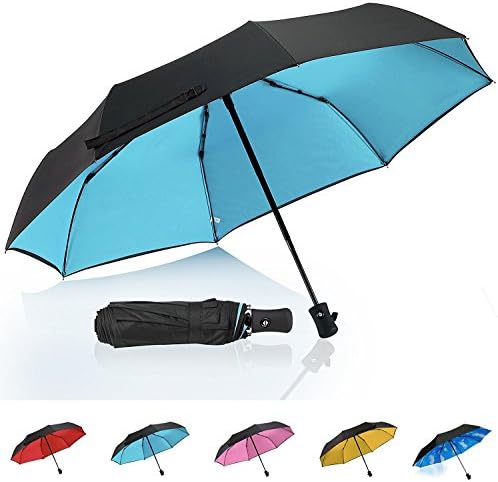 QHUMO Travel Umbrella Windproof, Auto Open Close Folding Compact Umbrellas Women