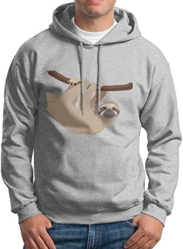 Fashion Men's Athletic Sloth Print Soft & Cozy Drawstring Sweatshirt Without Pocket Sweater Shirt Ash XL