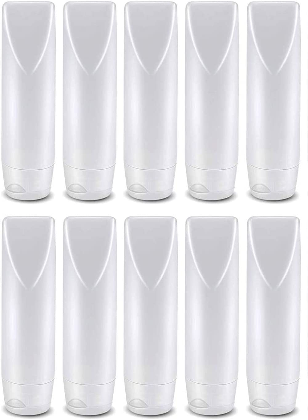 Voarge 10 x 30 ml plastic travel bottles set, bottle refillable cosmetic containers with flip caps for shampoo, conditioner, lotion, toiletries