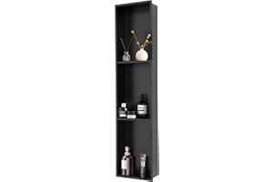 Vikua Stainless Steel Shower Niche No Tile Needed,36''×8'' Bathroom Niche for Shower,3 Tier Recessed Wall Niches,Matte Black