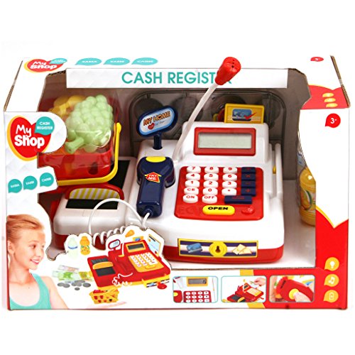 My Shop Kinder Registrierkasse Kasse mit Funktion und Zubehör für Kaufladen Supermarkt