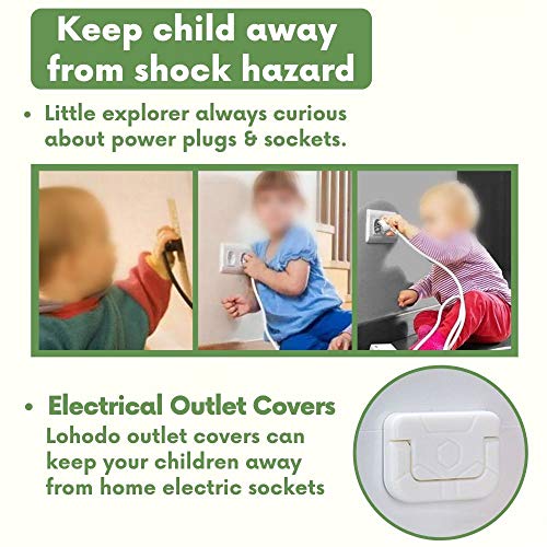 Baby Proof Outlet Covers Wall Plug Socket Caps 40pcs Toddler Children Safety Protector Durable Steady Home Accidental Shock Hazard Prevention Guards BPA Free for US 2-Prong Socket White