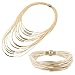 D EXCEED Jewelry Lightweight Handmade Magnet Clasp Multi Layered Rope Bib Necklace Bracelet Set for Women