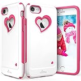 iPhone 7 Case, Vena [vLove][Heart-Shape | Dual Layer Protection] Hybrid Bumper Cover for Apple iPhone 7 (4.7"-inch) (White/Pink) (Wireless Phone Accessory)