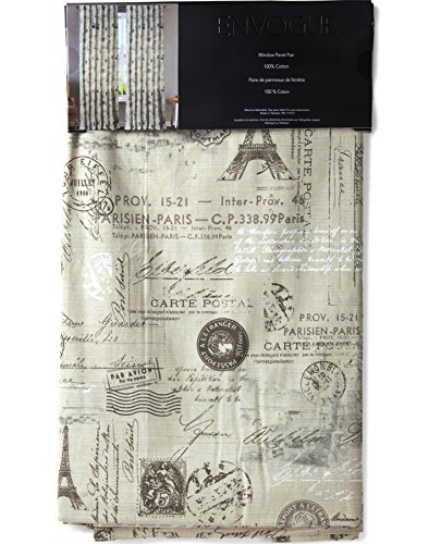 Paris French Vintage Faux Linen Pair Of Curtain Window Panels