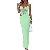 BORIFLORS Women's Sexy Bodycon V Neck Spaghetti Strap Maxi Dress Elegant Backless Cocktail Evening Party Long Formal Dresses