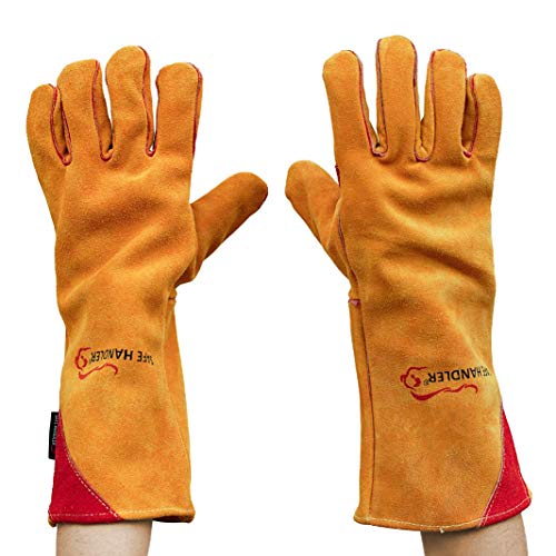 SAFE HANDLER Prime Welding Gloves with Kevlar Thread Protection | Reinforced Thumb and Palm, Heat Resistant for oven, MIG welding, TIG welder, Grill, Fireplace, BBQ, Animal Handling, 16 inch, 1 Pair - Thumbnail 3