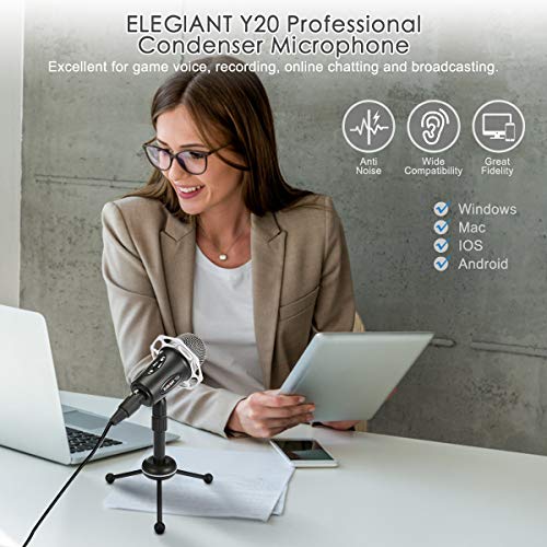 PC Microphone, ELEGIANT Y20 Portable Condenser Microphone 3.5mm Plug