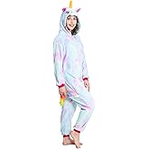 NewPlush Unisex Unicorn Costumes Pyjamas, Adult Women Men Animal Cosplay Onesie