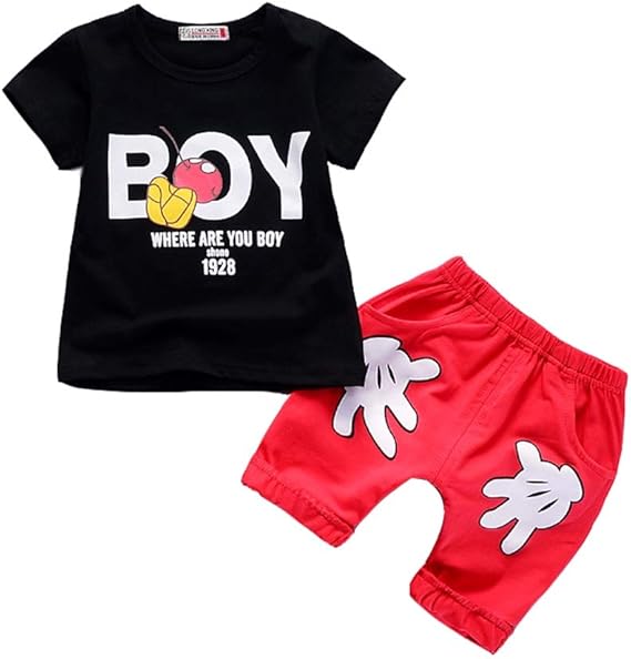 Amazon Co Jp Ankechang ｔシャツ ハーフパンツ 半袖 男の子 ジャンケン 英字 純色 夏服 丸首 上下セット ベビー服 子供服 運動会 韓国風 服 ファッション小物