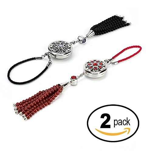 BellaSentials 2 PACK COMBO Car Fragrance Diffuser, Essential Oil Car Charm, Perfect Car Accessory For A Heavenly Aroma, Enjoy Your Commute After A Long Day, Car Air Freshener, Crystals &amp; Agate Tassel!