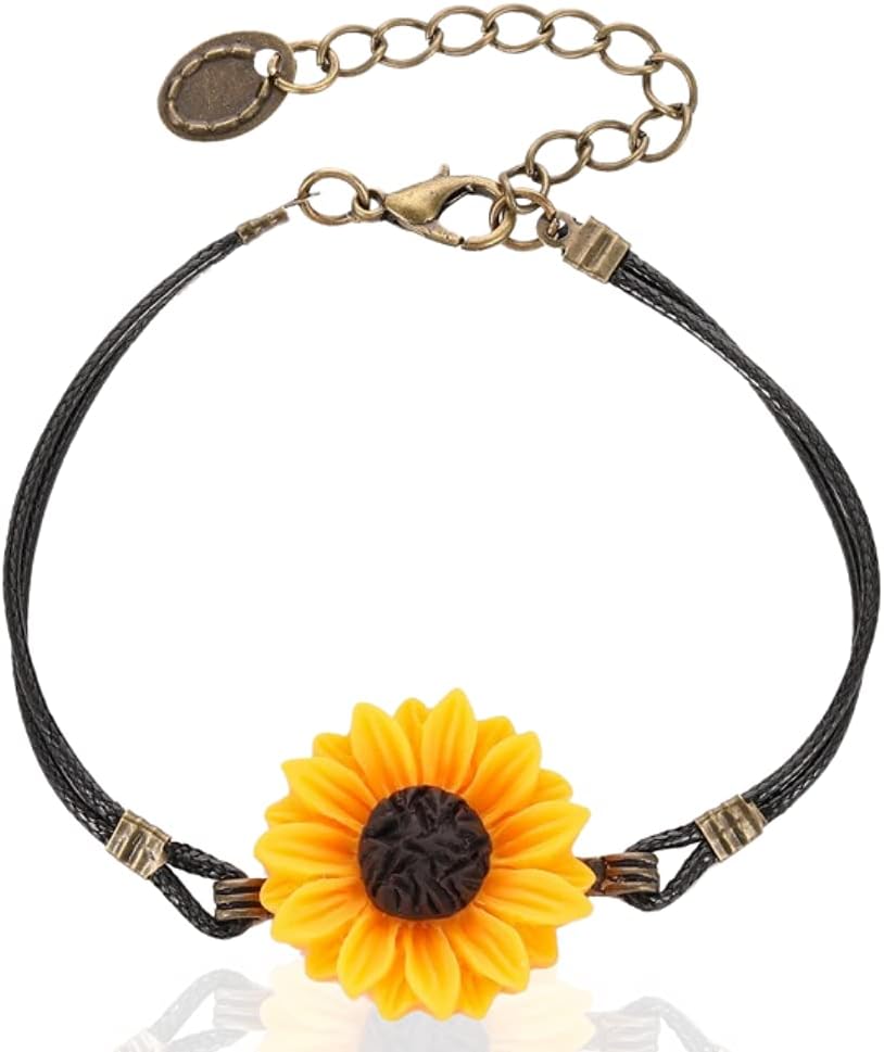 Sunflower Bracelet Resin Sunflower Bracelets Adjustable Design