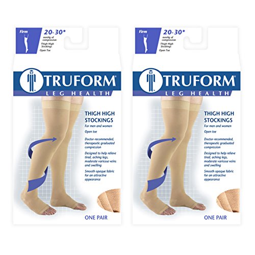 Truform compression 20-30 mmhg thigh high open toe dot …