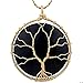 SUNYIK Round Black Obsidian Pendant Necklaces for Women Handmade Reiki Healing Crystal