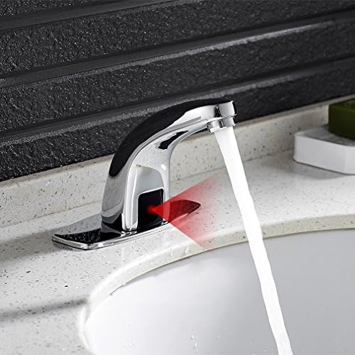 ROVATE Automatic Sensor Lavatory Sink Faucet - Commercial Hands-free Washroom Tap with Aerator, Polished Chrome