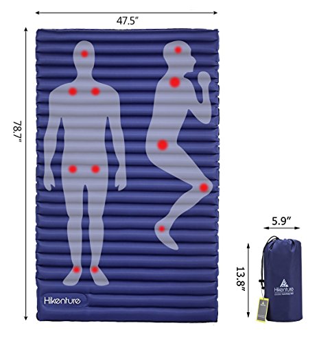 Hikenture-Double-Camping-Pad-by-Inflatable-Air-Mattress-with-Built-in-Foot-Pump-Light-and-Compact-for-Backpacking-Self-Driving-Tour-Hiking-Tent-Blue