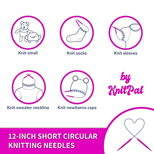 KnitPal 12inch (30cm) Short Circular Knitting Needles Set with 11