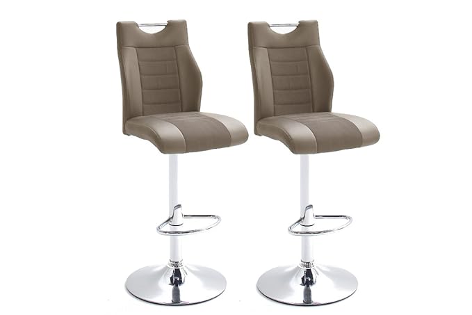 Robas Lund, Stuhl, Barstuhl, Barhocker, Tito II, 2er Set, 52 x 40 x 98 cm, cappuccino/verchromt,360 Grad drehbar, T2B44CX2