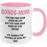 Fatbaby Bonus Mom Coffee Mug,Funny Coffee Mug Gifts for Step Mom from Daughter Son Stepdaughter,Valentine's Day Mother's Day Birthday Christmas Gifts for Stepmom