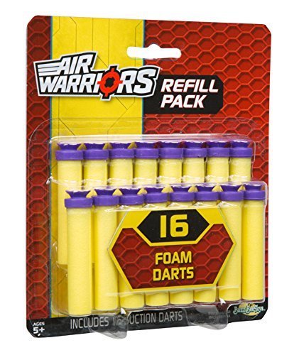 BuzzBee - Air Warriors 16 Schaumstoff-Darts mit Saugnapf - Nachfüllpack