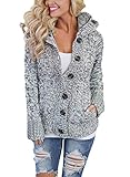 Annflat Women's Hooded Cable Knit Button Down Cardigan Sweaters Fleece Jackets(7 Color,XS-XXL)