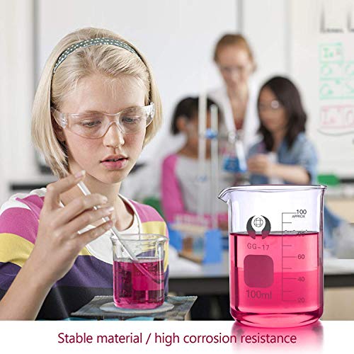 FEIGO 5 Pack Glass Graduated Measuring Mini Beaker Set 5ml 10ml 25ml 50ml 100ml Thick Glass Borosilicate Low Form Lab Beakers